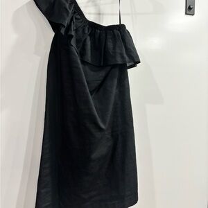 J. Crew Black Asymmetrical Ruffled Cocktail Dress